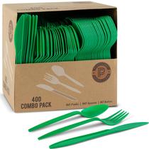 Conjunto de talheres PLASTICPRO Christmass Green, pacote com 400