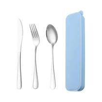 Conjunto De Talheres Portátil De Aço Inoxidável 410 Com 3 Peças, Faca, Garfo E Colher Com Acabamento