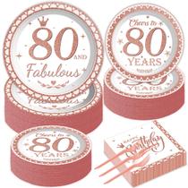 Conjunto de talheres: pratos e guardanapos do 80º aniversário para 50 convidados Conjunto de talheres: pratos e guardanapos do 80º aniversário para 50 convidados