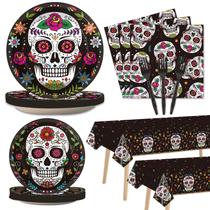 Conjunto de talheres Tevxj 98 unidades para festa do Dia dos Mortos Conjunto de talheres Tevxj 98 unidades para festa do Dia dos Mortos