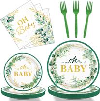 Conjunto de talheres Tevxj Sage Greenery Oh Baby Baby Shower para 24 pessoas