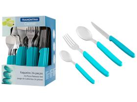 Conjunto de Talheres Tramontina Carmel Turquesa 24 Peças