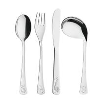 Conjunto De Talheres Tramontina Inox Infantil 4 Peças Aço Inox Acabamento Brilho Baby Friends 669700