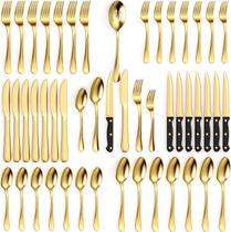 Conjunto de Talheres Tribal Cooking 49 Peças em Aço Inoxidável Dourado