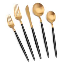 Conjunto de talheres Vanys de 20 peças em aço inoxidável dourado fosco