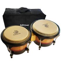 Conjunto de tambores Bongo BAHAMUT 7+9 Bongos de madeira com chave de afinação e bolsa Conjunto de tambores Bongo BAHAMUT 7+9 Bongos de madeira com chave de afinação e bolsa