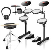 Conjunto de tambores elétricos HAMPBACK MK-0 com tambores de malha de 7" e pratos de 8"