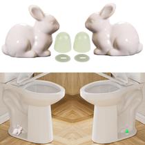 Conjunto de tampas de vaso sanitário e tampa de rosca Ceramic Bunny White x2 Conjunto de tampas de vaso sanitário e tampa de rosca Ceramic Bunny White x2
