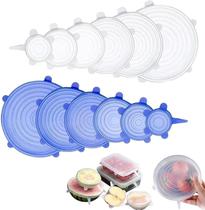 Conjunto de tampas elásticas de silicone reutilizáveis genérico branco e azul Conjunto de tampas elásticas de silicone reutilizáveis genérico branco e azul