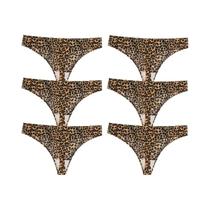 Conjunto De Tanga Feminina Com Estampa De Leopardo 6PCS Lingerie Sexy Sem Costura Confortável E