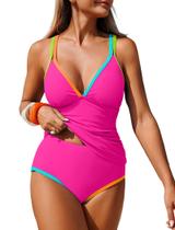 Conjunto de tanquíni ZAFUL High Waisted Tummy Control Swimsuit Red L Conjunto de tanquíni ZAFUL High Waisted Tummy Control Swimsuit Red L