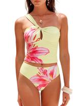 Conjunto de tanquíni ZAFUL para controle de barriga torcido com um ombro