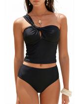 Conjunto de tanquíni ZAFUL, traje de banho feminino de um ombro para controle de barriga Conjunto de tanquíni ZAFUL, traje de banho feminino de um ombro para controle de barriga