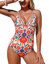 Conjunto de tanquíni ZAFUL Tummy Control Ruched Push Up com decote em V para mulheres Conjunto de tanquíni ZAFUL Tummy Control Ruched Push Up com decote em V para mulheres