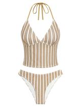 Conjunto de tanquínis ZAFUL para mulheres com decote em V para controle de barriga