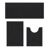 Conjunto de tapetes Bathroom Runner SHACOS Soft Fluffy Bath Mats pretos