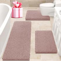Conjunto de tapetes de banheiro ACCUMTEK Upgrade Dusty Pink 3 peças