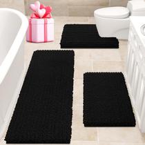 Conjunto de tapetes de banheiro ACCUMTEK Upgrade Extra Large Black 3 peças