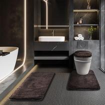 Conjunto de tapetes de banheiro Baahrnom de 3 peças com tampa de assento de vaso sanitário