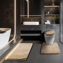 Conjunto de tapetes de banheiro Baahrnom de 3 peças com tampa de assento de vaso sanitário