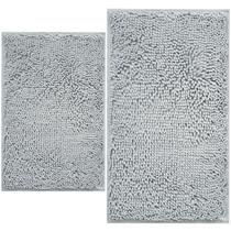 Conjunto de tapetes de banheiro BOANKODU Chenille Bath Mat, 2 peças, cinza claro