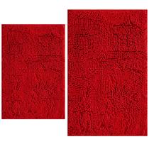 Conjunto de tapetes de banheiro BOANKODU Extra Soft Chenille Bath Mat Red Conjunto de tapetes de banheiro BOANKODU Extra Soft Chenille Bath Mat Red