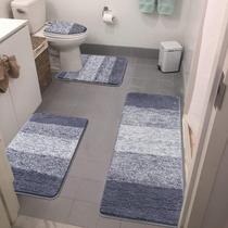Conjunto de Tapetes de Banheiro Bsmathom 4 Peças - Cinza Conjunto de Tapetes de Banheiro Bsmathom 4 Peças - Cinza