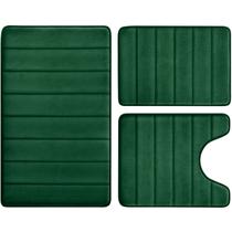 Conjunto de tapetes de banheiro BYSURE Dark Green Memory Foam de 3 peças