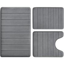 Conjunto de tapetes de banheiro BYSURE Dark Grey Memory Foam de 3 peças