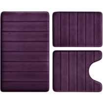 Conjunto de tapetes de banheiro BYSURE Purple Memory Foam de 3 peças