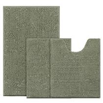 Conjunto de tapetes de banheiro BYSURE Sage Green, 3 peças, Chenille antiderrapante