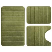Conjunto de tapetes de banheiro BYSURE Sage Green Memory Foam de 3 peças