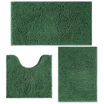 Conjunto de tapetes de banheiro Flotstiga, 3 peças, antiderrapantes, verde escuro Conjunto de tapetes de banheiro Flotstiga, 3 peças, antiderrapantes, verde escuro