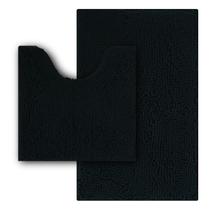 Conjunto de tapetes de banheiro Flotstiga, tapete de banho de chenille de 2 peças, preto Conjunto de tapetes de banheiro Flotstiga, tapete de banho de chenille de 2 peças, preto