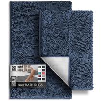 Conjunto de tapetes de banheiro Hearth & Harbor Chenille Bath Mat Navy, 2 unidades