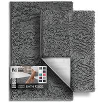 Conjunto de tapetes de banheiro Hearth & Harbor Chenille Grey 2 peças