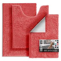 Conjunto de tapetes de banheiro Hearth & Harbor Chenille Non-Slip Rose