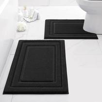 Conjunto de tapetes de banheiro HOMEIDEAS, 2 peças, absorventes supermacios, pretos