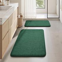 Conjunto de tapetes de banheiro HOMEIDEAS Dark Green Memory Foam 2 peças