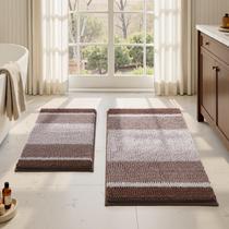 Conjunto de tapetes de banheiro HOMEIDEAS Espesso Absorvente Chenille Brown