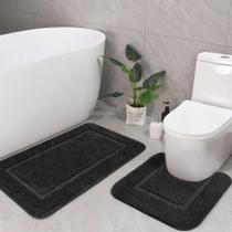 Conjunto de tapetes de banheiro LOCHAS Dark Grey 2 peças Conjunto de tapetes de banheiro LOCHAS Dark Grey 2 peças