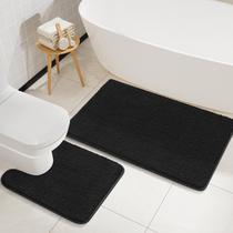 Conjunto de tapetes de banheiro LOCHAS Soft Non-Slip Bath Mat, 2 peças, preto Conjunto de tapetes de banheiro LOCHAS Soft Non-Slip Bath Mat, 2 peças, preto