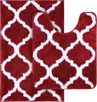 Conjunto de tapetes de banheiro OLANLY Microfiber Bath Shower Mat Burgundy Conjunto de tapetes de banheiro OLANLY Microfiber Bath Shower Mat Burgundy