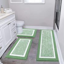 Conjunto de tapetes de banheiro Pauwer, 3 peças, verde ultramacio
