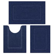 Conjunto de tapetes de banheiro SHACOS Soft Fluffy Bath Mats azul marinho