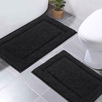 Conjunto de tapetes de banheiro SHACOS Super Soft Black 2 peças 80x50cm