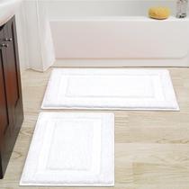 Conjunto de tapetes de banheiro SHACOS Tapetes de banho brancos absorventes de 2 peças