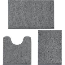 Conjunto de tapetes de banheiro TREETONE Chenille Bath, antiderrapante, cinza, 3 unidades Conjunto de tapetes de banheiro TREETONE Chenille Bath, antiderrapante, cinza, 3 unidades