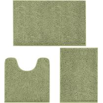 Conjunto de tapetes de banheiro TREETONE Chenille Bath, antiderrapante, verde sálvia Conjunto de tapetes de banheiro TREETONE Chenille Bath, antiderrapante, verde sálvia