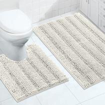 Conjunto de tapetes de banheiro Turquesa Chenille Super Absorvente Cream